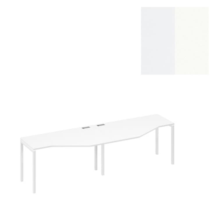 Рабочая станция столы Техно (2х140) эргономиные каркас Юнитекс А4 DUE металл А4 Б2 053-2 БП (280x90x75) белый премиум/металлокаркас белый