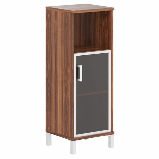 Шкаф-колонка средняя с малой стеклянной дверью в AL-рамке Skyland B 421.4(R) орех даллас 475х450х1286 BORN