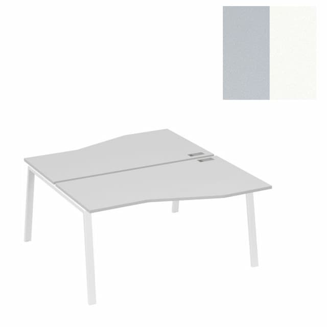 Рабочая станция Юнитекс А 4 (2х160) столы Техно на опорах TRE А4 Б3 191 СЕ (160x184x75) серый/металлокаркас белый