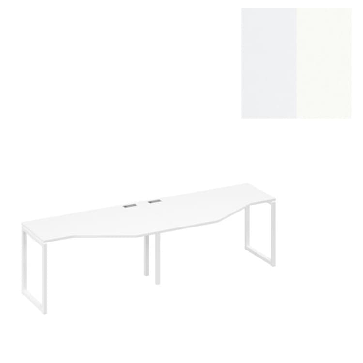 Рабочая станция Юнитекс А4 опоры QUATTRO столы (2х140) Техно А4 Б4 053-2 БП (280x90x75) белый премиум/металлокаркас белый