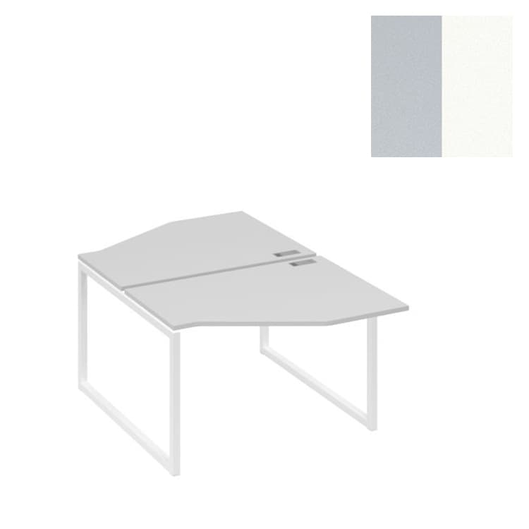 Станция Юнитекс А4 каркас QUATTRO столы (2х120) эргономичные Техно А4 Б4 186 СЕ (120x184x75) серый/металлокаркас белый