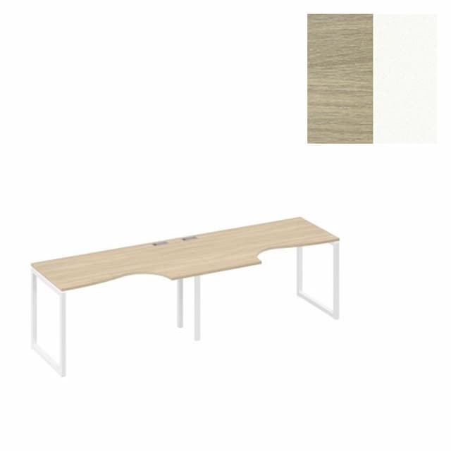 Рабочая станция Юнитекс А4 столы Классика на каркасе QUATTRO (2х140) А4 Б4 043-2 ДК (280x90x75) дуб скандинавский/металлокаркас белый