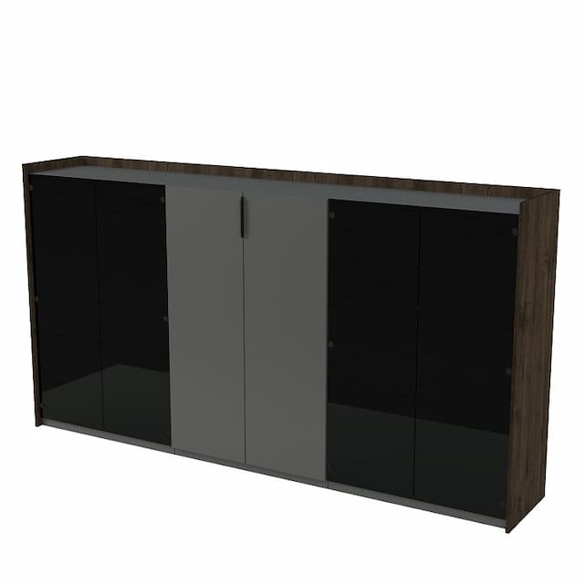 Шкаф средний со стеклом трехсоставный Алсав MAGNETIC 15ШТС.1406 (2636х460х1400) брауни/graphit