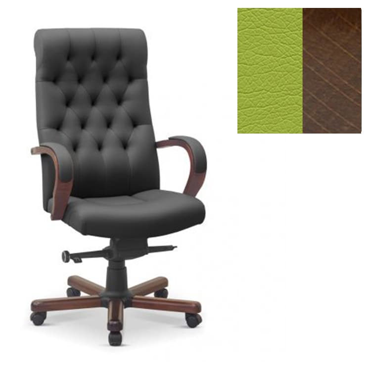 Кресло руководителя Юнитекс Status eco экокожа премиум фисташковая CN1131/дерево-орех