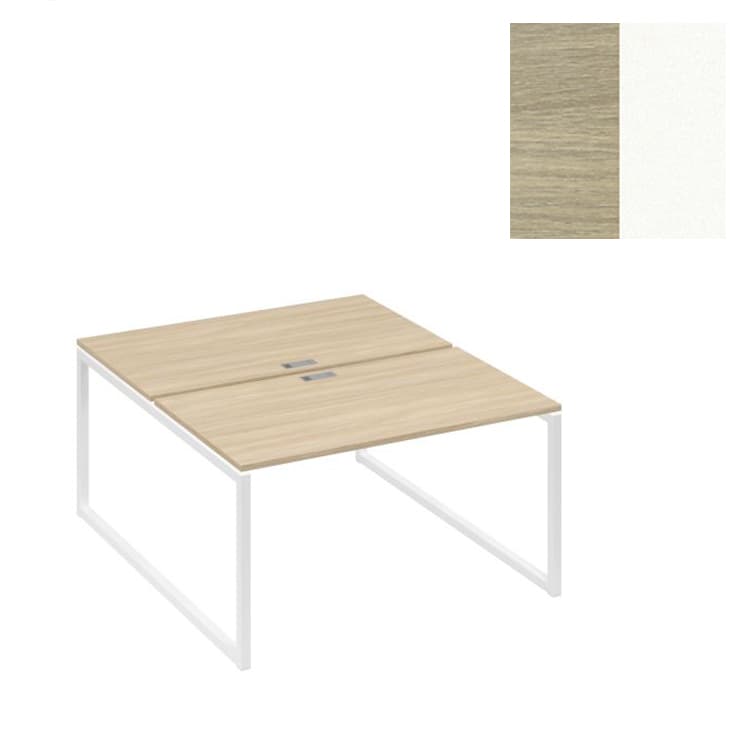 Станция Юнитекс А4 (2х160) рабочая на каркасе QUATTRO А4 Б4 178 ДК (160x164x75) дуб скандинавский/металлокаркас белый