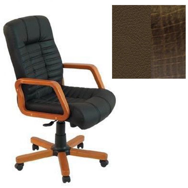 Кресло Юнитекс Атлант HW экокожа премиум коричневая CN1116/дерево-тёмный орех аида