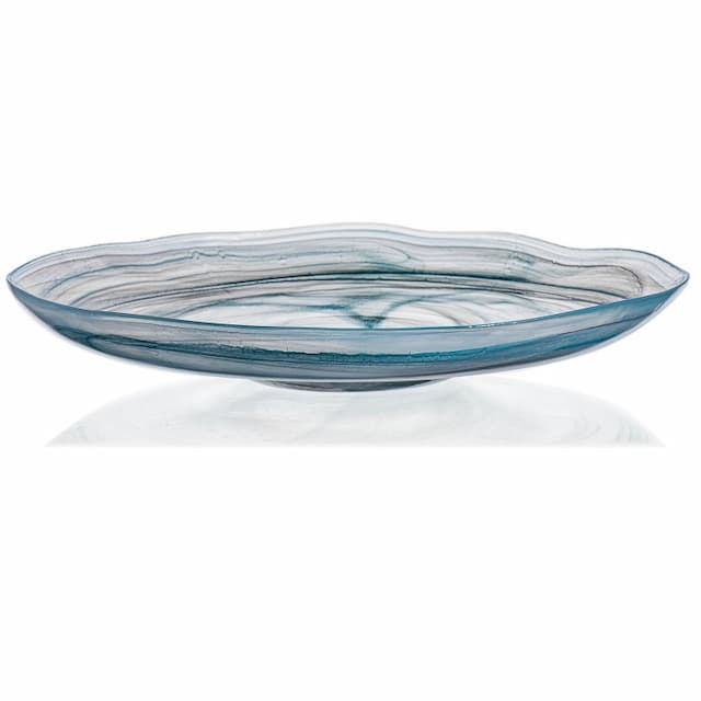 Блюдо ARDACAM Amorf ARD 11211.58 d 40,8 см h 7,2 см (стекло, цвет / декор бирюзовый с белым и черным)