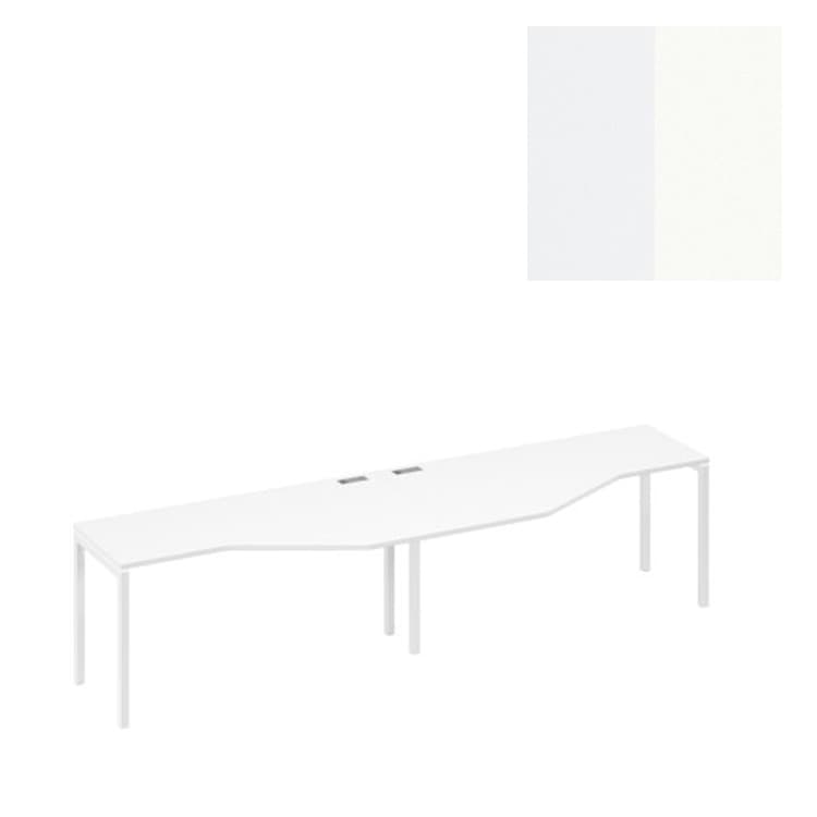 Рабочая станция (2х160) эргономичная "Техно" каркас Юнитекс А4 DUE А4 Б2 055-2 БП (320x90x75) белый премиум/металлокаркас белый