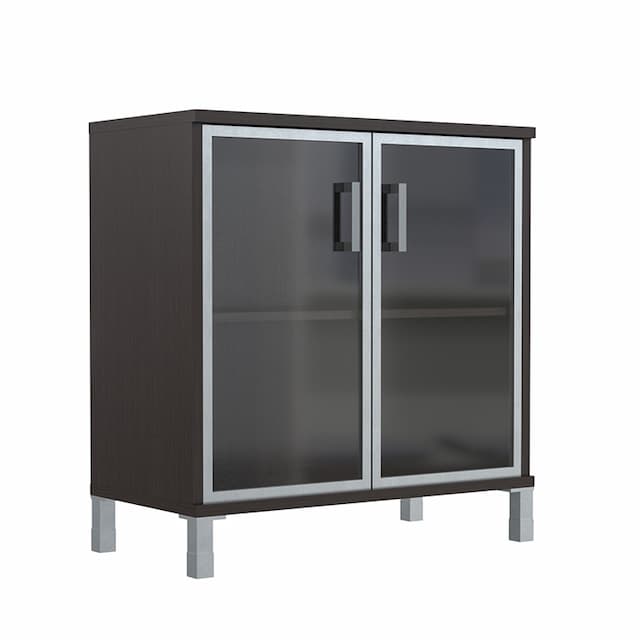 Шкаф низкий со стеклянными дверьми в AL-рамке Skyland B 410.4 венге магия 900х450х920 BORN