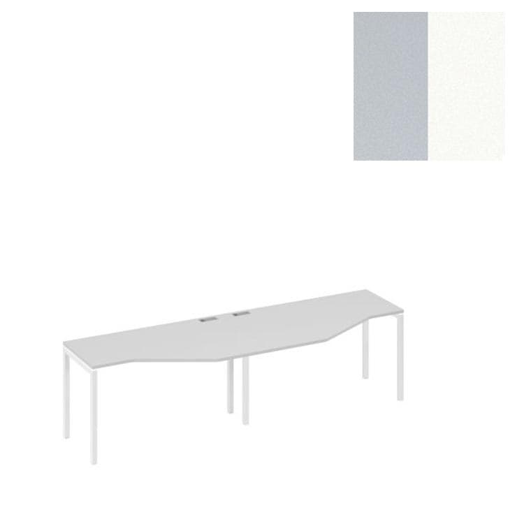 Рабочая станция Юнитекс А4 столы Техно (2х140) эргономиные каркас DUE металл А4 Б2 053-2 СЕ (280x90x75) серый/металлокаркас белый