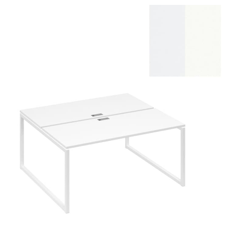 Рабочая станция Юнитекс А4 (2х160) с опорами QUATTRO А4 Б4 175 БП (160x144x75) белый премиум/металлокаркас белый