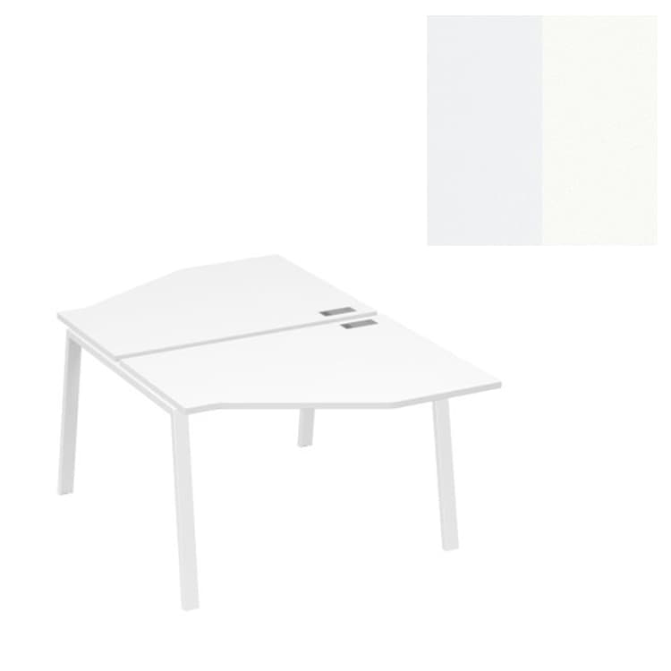 Рабочая станция Юнитекс А4 TRE (2х120) со столами Техно А4 Б3 186 БП (120x184x75) белый премиум/металлокаркас белый