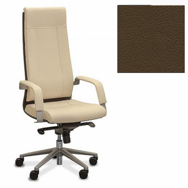 Кресло Юнитекс Торино для руководителя экокожа премиум коричневая CN1116