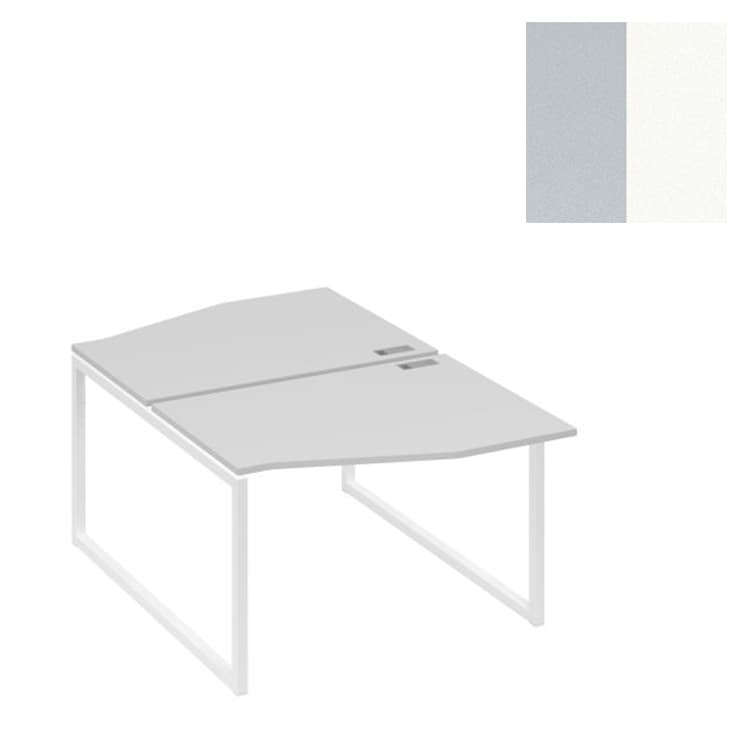 Рабочая станция Юнитекс А4 каркас QUATTRO (2х120) столы Техно А4 Б4 189 СЕ (120x184x75) серый/металлокаркас белый