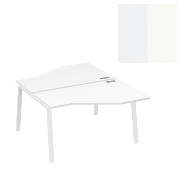 Рабочая станция Юнитекс А4 (2х140) каркас TRE со столами Техно А4 Б3 187 БП (140x184x75) белый премиум/металлокаркас белый