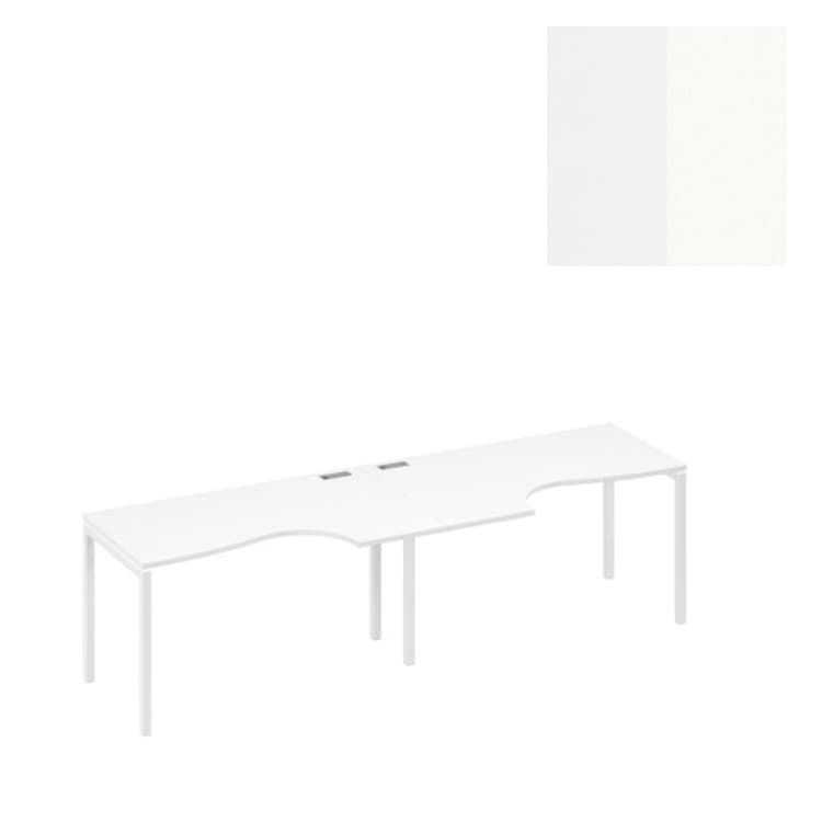Рабочая станция металлокаркас Юнитекс А4 DUE столы (2х140) Классика А4 Б2 043-2 БП (280x90x75) белый премиум/металлокаркас белый