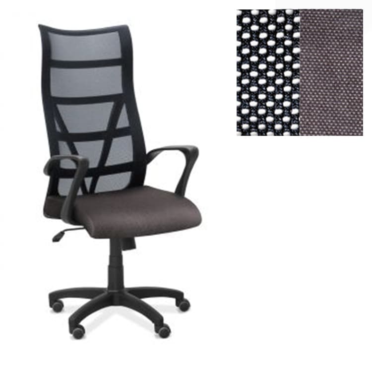 Офисное кресло Юнитекс Топ сетка/ткань Bahama черная/серая